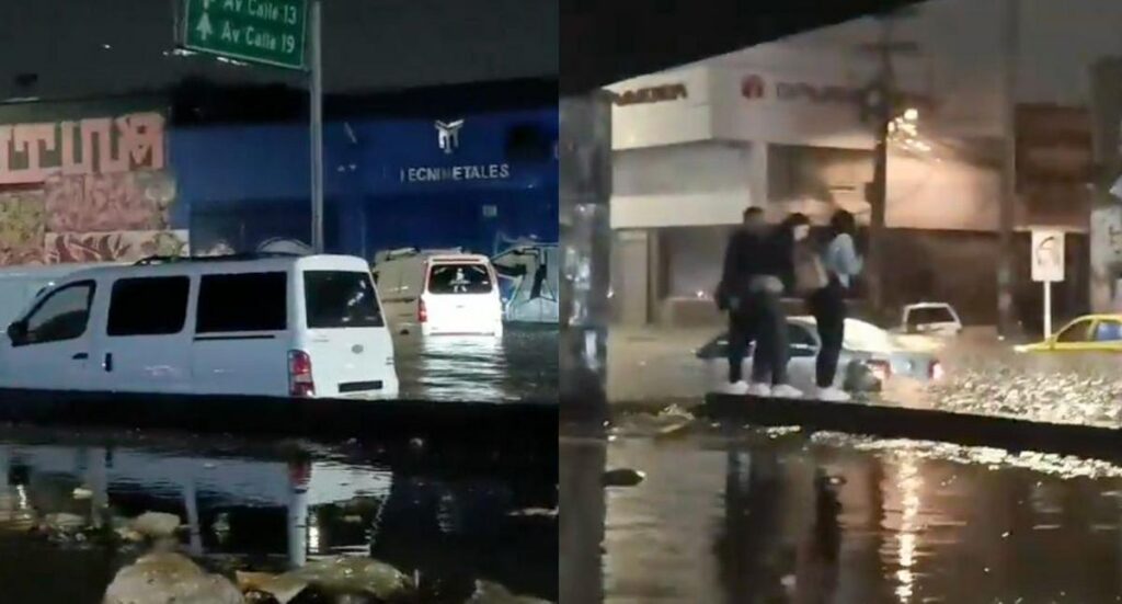 Colapso en carrera 30, por lluvias en Bogotá: basura desbordada y agua tapa ruedas de carros