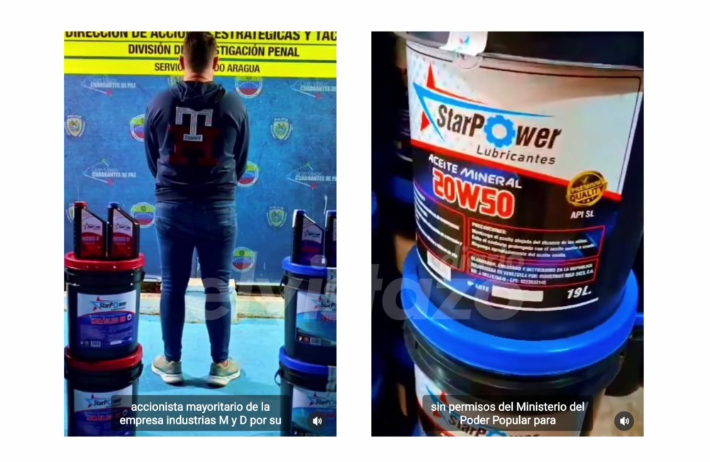 Incautan 60 mil litros de lubricante automotriz clandestino marca Star Power y JKG en Aragua