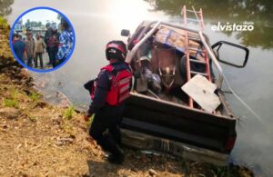 Una pick up se encunetó en el río Neveri y los tres sexagenarios que iban a bordo salieron ilesos