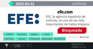 VE Sin Filtro reporta bloqueo de la web de la agencia Efe en Venezuela