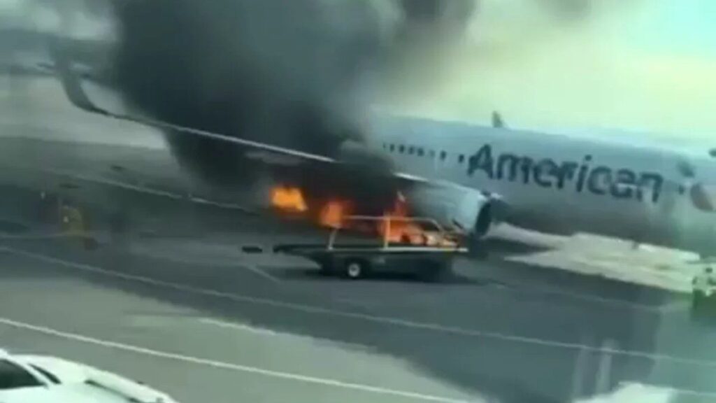 un avión de American Airlines se incendió en el aeropuerto de Denver