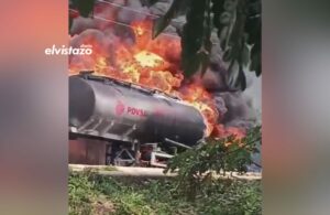 Bomberos de San Fernando y Calabozo controlaron el incendio de una cisterna de combustible en Guárico