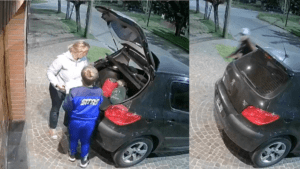Los momentos de pánico de una familia que alcanzó a entrar a su casa antes de ser robados