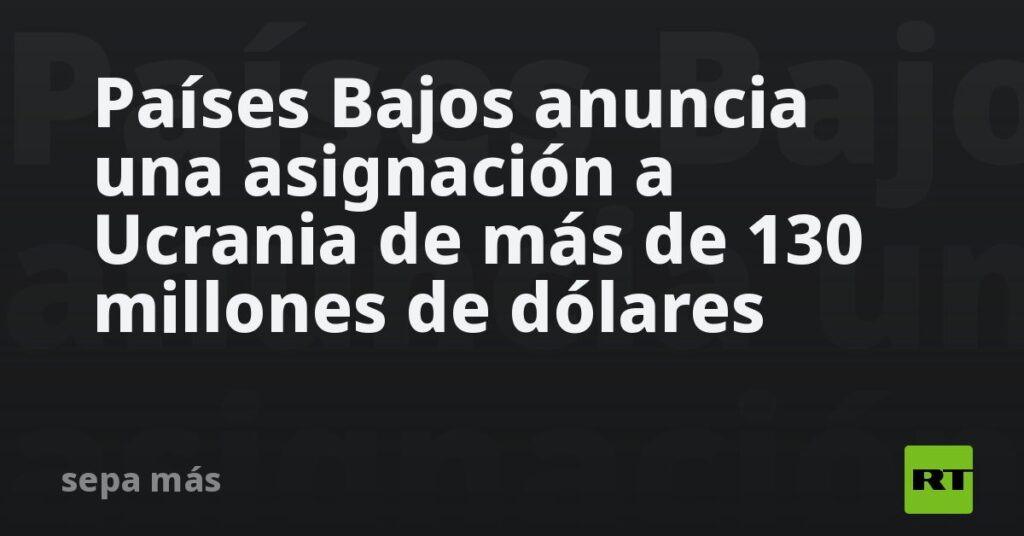 Países Bajos anuncia una asignación a Ucrania de más de 130 millones de dólares