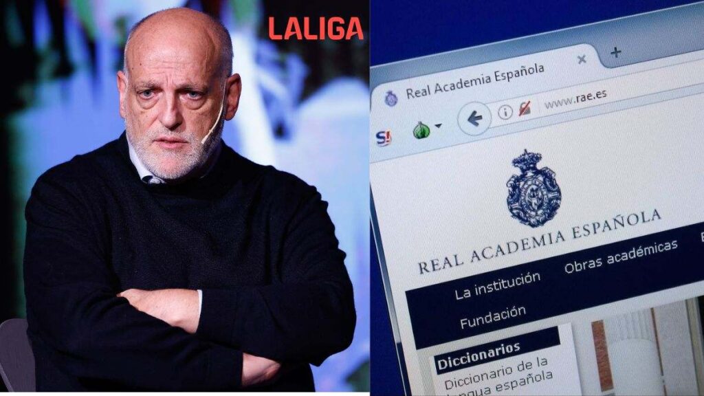 Tebas (LaLiga) amenaza con denunciar a la RAE "por compartir delitos con el fútbol en pirata"