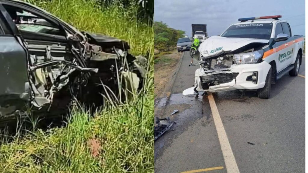 Tras atender accidente en La Guajira, camioneta de la Policía sufrió un fuerte choque: hay 4 muertos
