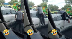 conductor quiso buscar pelea y se subió a un carro en vía, video viral