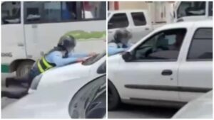 Conductor se llevó a agente de tránsito sobre el capó del carro para evitar una multa en Villavicencio