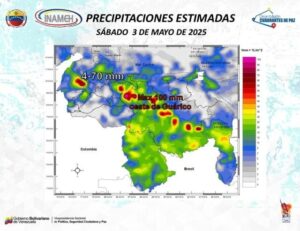 Inameh pronostica lluvias y actividad eléctrica en varias regiones de Venezuela este #3May