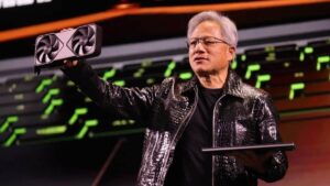 El CEO de Nvidia, Jensen Huang, durante la presentación en CES 2025.