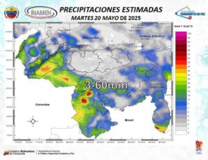 Se prevé abundante nubosidad y lluvias en gran parte de Venezuela este #20May
