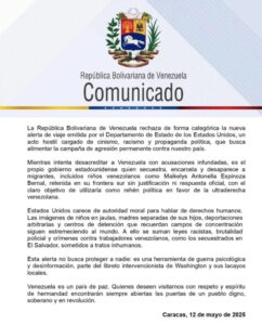 Venezuela rechaza alerta de viaje remitida por EE.UU.