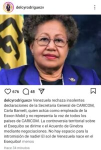 Venezuela rechaza intromisión de Caricom sobre el Esequibo