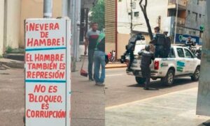 el cartel de una nevera que enfureció al régimen chavista en Monagas