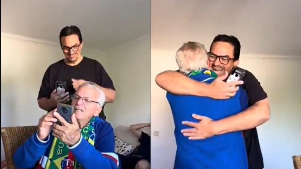 joven sorprende a su padre y lo hace llorar con una videollamada engañosa (VIDEO)