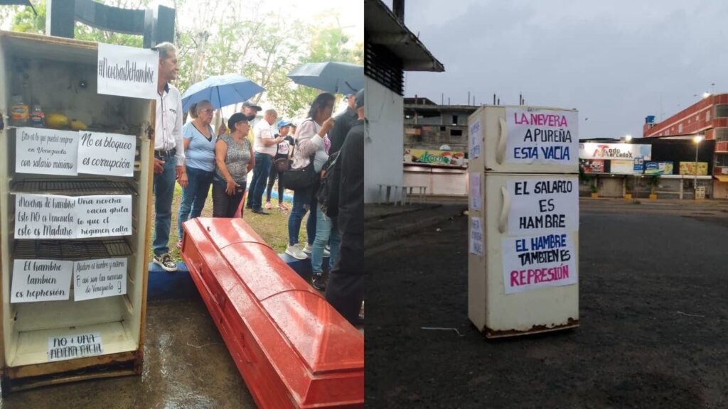 venezolanos exhiben neveras vacías en protesta por el Día del Trabajador este #1May (FOTOS)