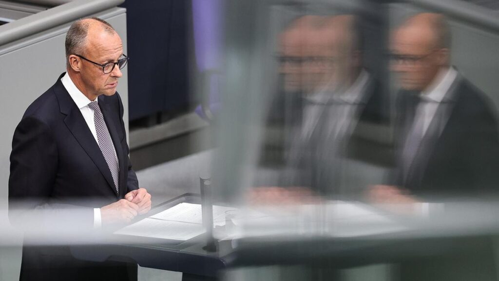 El canciller alemán, Friedrich Merz, durante su intervención este martes en el Bundestag.