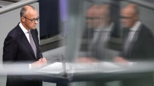 El canciller alemán, Friedrich Merz, durante su intervención este martes en el Bundestag.