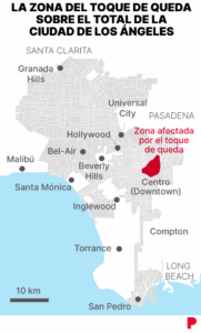 Así es la zona afectada por el toque de queda en Los Ángeles comparada con Barcelona