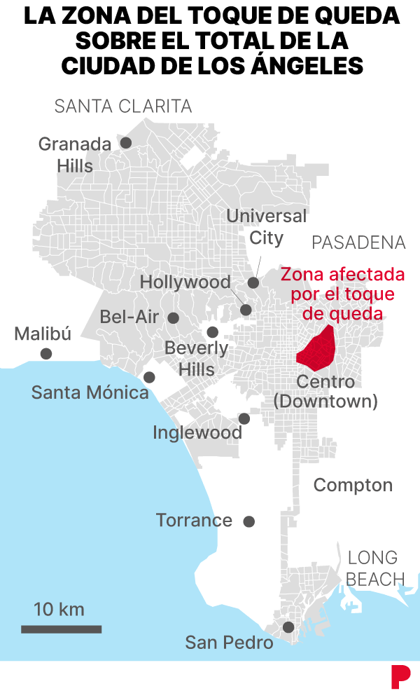 Así es la zona afectada por el toque de queda en Los Ángeles comparada con Barcelona