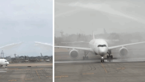 Así se vivió el aterrizaje del primer vuelo internacional en el nuevo aeropuerto de Lima, Perú