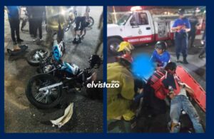 Dos personas lesionadas cerca de la Mansión VIP en accidente de moto Kavak y camioneta Raptor