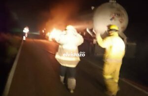 El chuto de una cisterna de PDVSA se incendió en la carretera Anzoátegui - Monagas