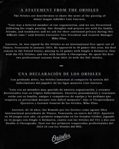 Fallece prospecto venezolano Luis Guevara