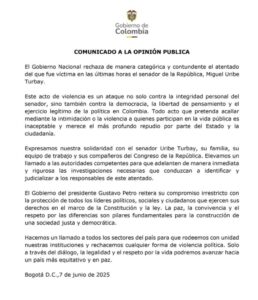 Gobierno de Colombia condena atentado contra precandidato Uribe Turbay