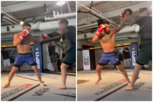 Ilia Topuria se exhibe en Las Vegas a una semana de enfrentarse a Charles Oliveira