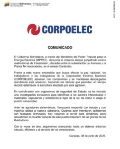 Investigan ataque contra torres de transmisión eléctrica en Carabobo