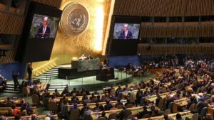 Fotografía de archivo de una sesión de la Asamblea General de la ONU en Nueva York(EE.UU.).