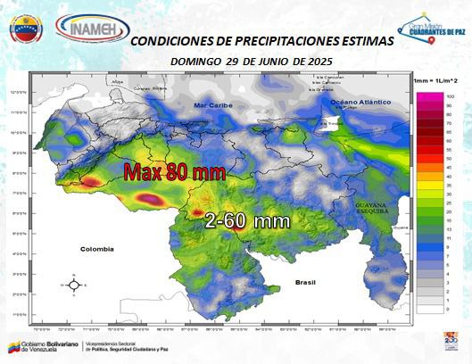 Onda tropical número 10 provoca fuertes lluvias en varios estados de Venezuela este #29Jun