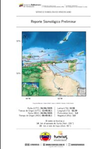 Reportan sismo en Güiria