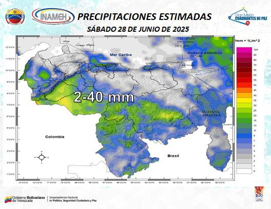 Se esperan lluvias y descargas eléctricas en algunos estados de Venezuela este #28Jun