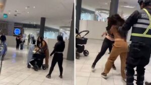 Soltó a su bebé para ponerse a pelear con otra en un centro comercial (VIDEO)
