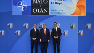 El presidente de Estados Unidos, Donald Trump, a su llegada a la cumbre de la OTAN en La Haya