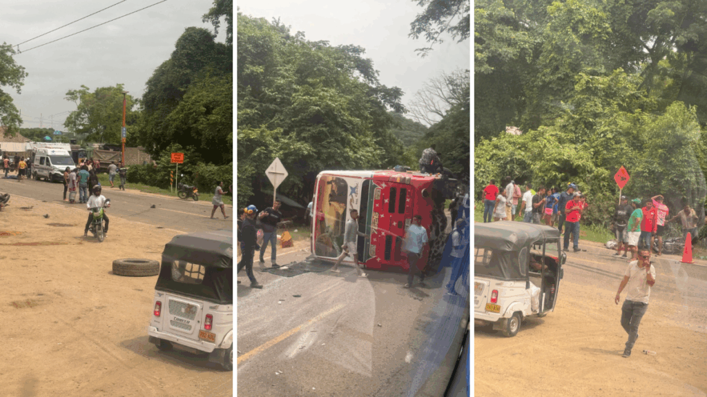 Un muerto y más de 20 heridos tras volcamiento de bus intermunicipal en la Vía Cordialidad en Luruaco (Atlántico)