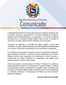 Venezuela exige cooperación a Trinidad y Tobago tras incursión delictiva