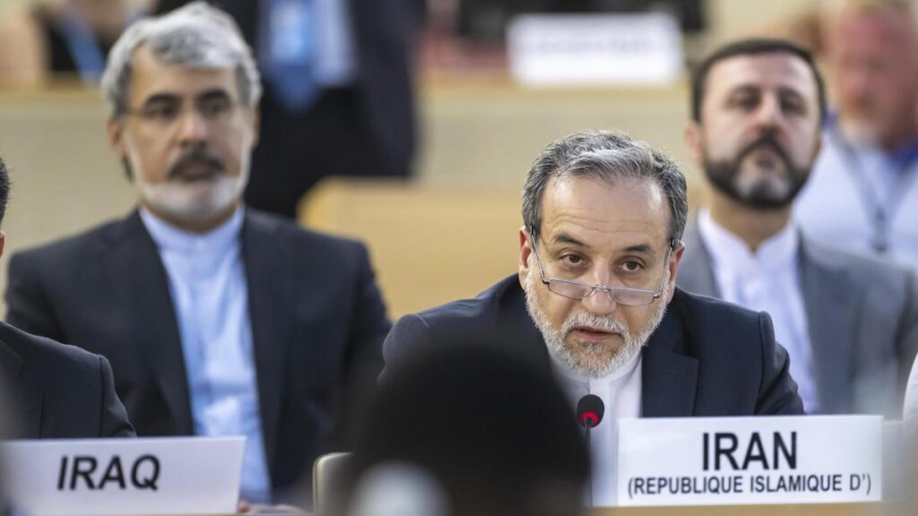 El ministro de Exteriores de Irán, Abbas Araghchi, este viernes durante su intervención en el Consejo de Derechos Humanos en la sede de la ONU en Ginebra.