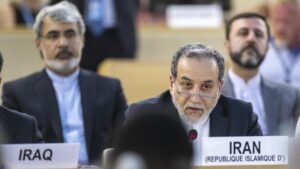 El ministro de Exteriores de Irán, Abbas Araghchi, este viernes durante su intervención en el Consejo de Derechos Humanos en la sede de la ONU en Ginebra.