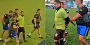 policía ingresó durante un partido y detuvo al árbitro por narcotraficante (VIDEO)