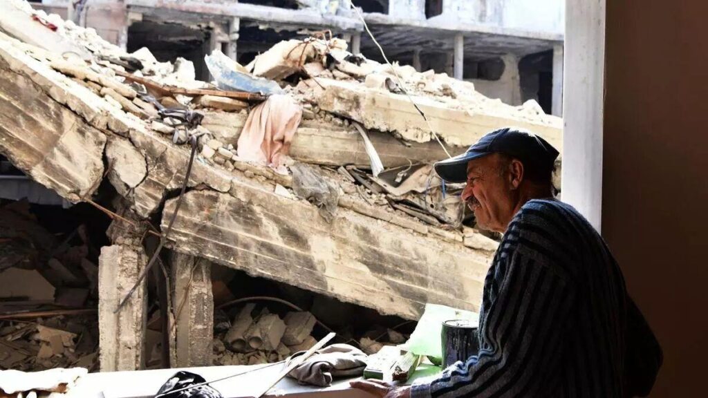 Imagen del edificio bombardeado en Damasco