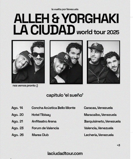 Alleh y Yorghaki anuncian su primera gira en Venezuela con «La Ciudad world tour 2025»