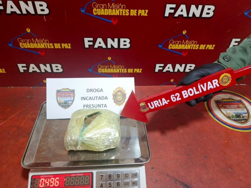 Detenido con 602 gramos de presunta droga en Bolívar