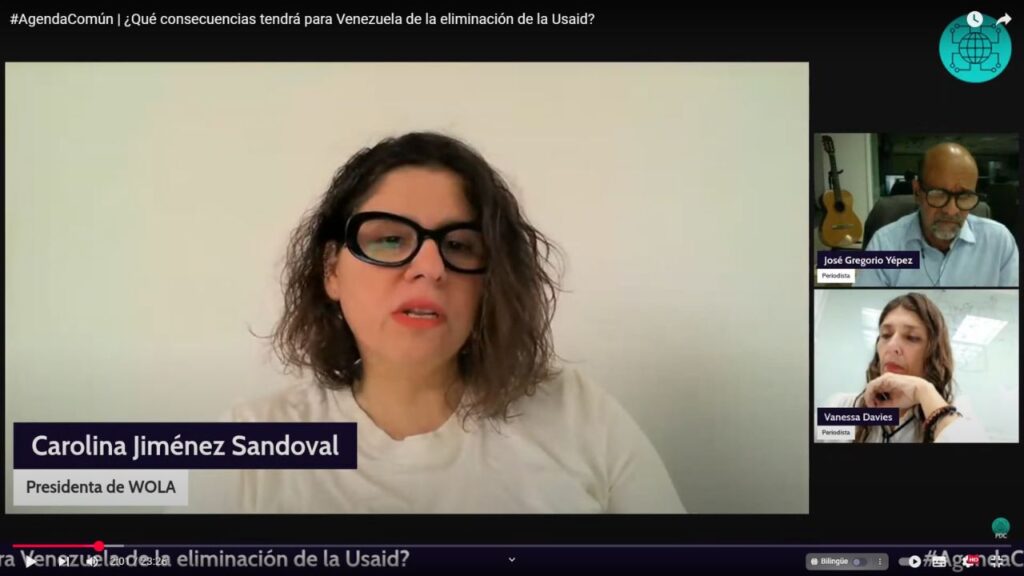 Carolina Jiménez, presidenta de WOLA: Eliminación de USAID