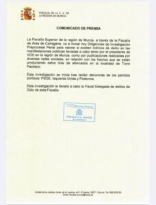 Fiscalía de Murcia investigará indicios de delito en las filas de Vox – El Venezolano News