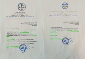 Dos recibos, firmados por Aleksándr Chepurnoy, que confirman la llegada de fondos enviados por Pravfond desde Moscu, a la derecha con fecha de 2022, anterior a la aprobación de las sanciones, y a la izquierda, con fecha 2024, posterior a la enrada en vigor de las sanciones.