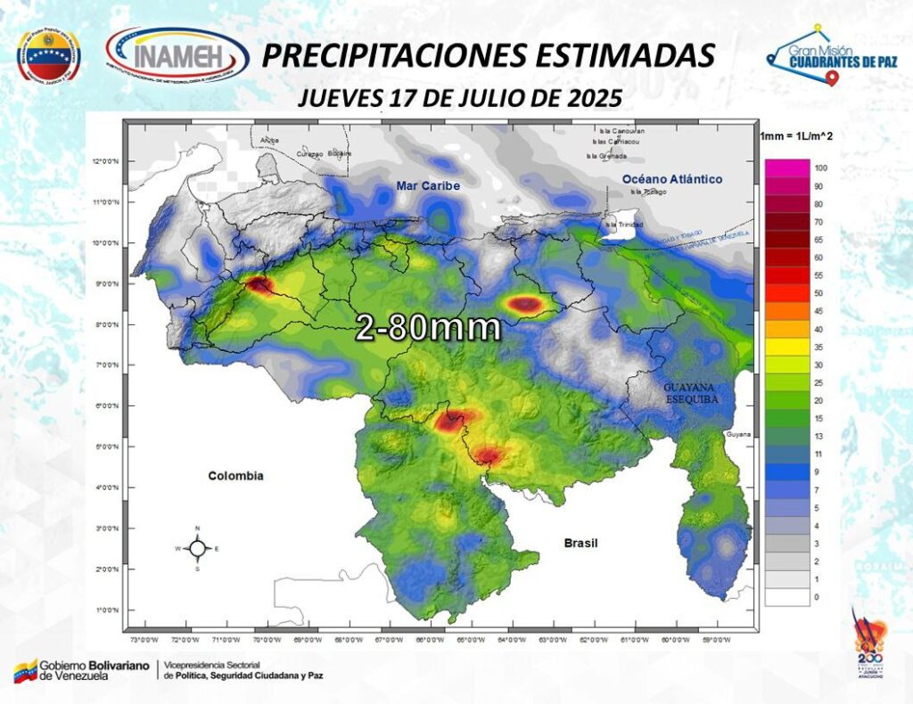 Inameh prevé descargas eléctricas en algunos estados de Venezuela este #17Jul