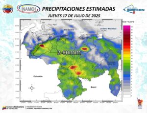 Inameh prevé descargas eléctricas en algunos estados de Venezuela este #17Jul